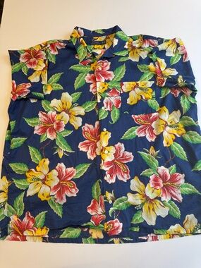 Polo by Ralph Lauren Navy Floral Short-Sleeve Button-Down Shirt Size 2XB